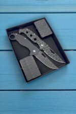 Gravür Desen Serisi 4 Parça Hediyelik Set Gravür Desenli Özel Üretim 2 Çakı 2 Çakmak Kutulu Set
