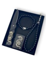 4 Parça Doğum Günü Hediyesi İsme Özel Ejderha Desenli Çakı Çakmak Tespih Ve Bileklik Özel Kutusunda