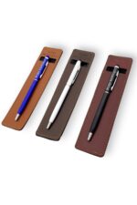 Öğretmenler Günü Hediyesi 3'lü İsme Özel Slim Touch Pen Tükenmez Kalem El Yapımı Deri Kalem Kılıflı - Görsel 2