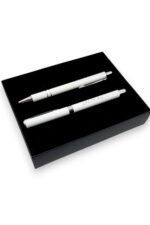 Öğretmenler Günü Hediyesi 2'li Beyaz Metal Tükenmez Kalem Seti Touchpen ve Normal Tükenmez Kalem