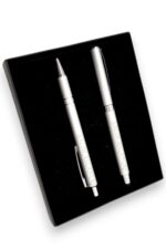 Öğretmenler Günü Hediyesi 2'li Beyaz Metal Tükenmez Kalem Seti Touchpen ve Normal Tükenmez Kalem - Görsel 2