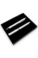 Öğretmenler Günü Hediyesi 2'li Beyaz Metal Tükenmez Kalem Seti Touchpen ve Normal Tükenmez Kalem - Görsel 3